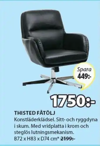 JYSK Thisted Fåtölj 72x83x74 cm erbjuda
