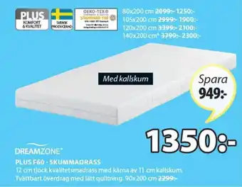 JYSK Dreamzone Plus F60 - Skummadrass 90x200 cm erbjuda