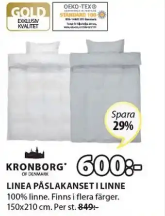 JYSK Kronborg Linea Påslakanset I Linne 150x210 cm erbjuda