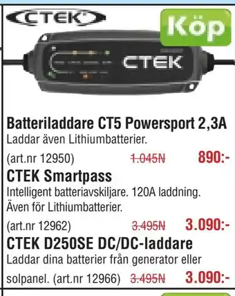 Erlandsons Brygga Batteriladdare CT5 Powersport 2,3A erbjuda