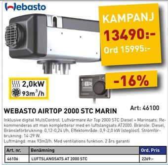 SeaSea Webasto airtop 2000 stc marin erbjuda
