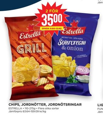 Willys Hemma Chips, jordnötter, jordnötsringar erbjuda