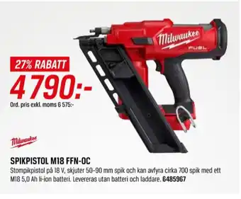Tools Milwaukee spikpistol erbjuda