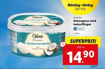 Kokosglass med kokosflingor