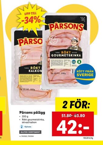 Lidl Pärsons pålägg erbjuda
