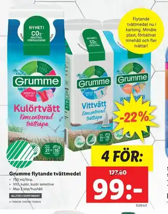 Lidl Grumme flytande tvättmedel erbjuda