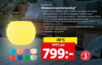Sidobord med belysning