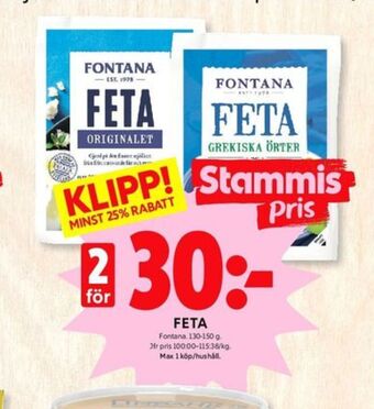 ICA Kvantum Fontana fetaost erbjuda