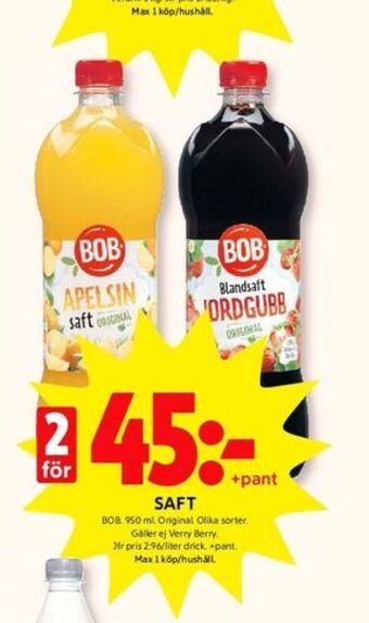 ICA Kvantum Bob saft erbjuda