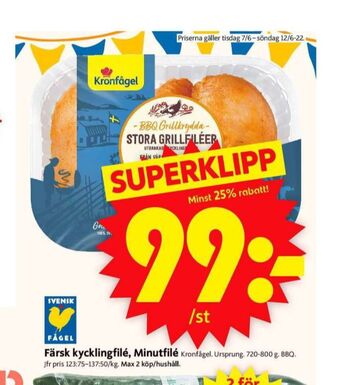 ICA Supermarket Kronfågel kycklingfilé erbjuda