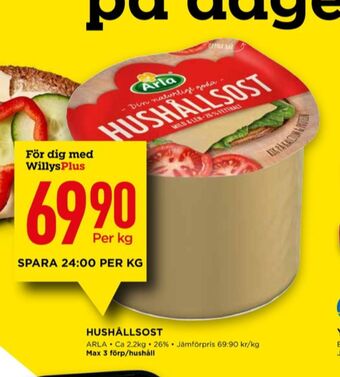Willys Arla hushållsost erbjuda
