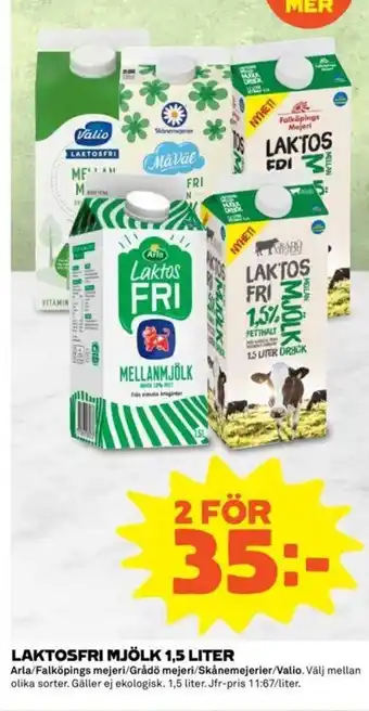 Coop Laktosfri mjölk 2x1,5l erbjuda