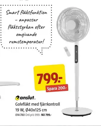 Jula Golvfläkt med fjärrkontroll 19 W, Ø40x125 cm erbjuda