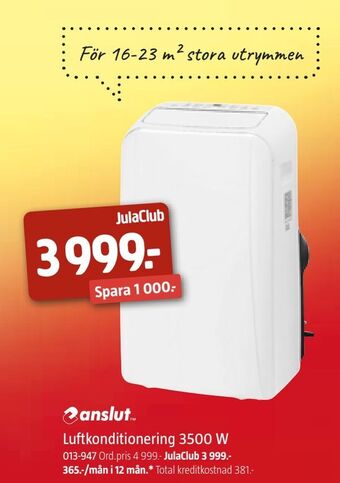 Jula Luftkonditionering 3500 W erbjuda
