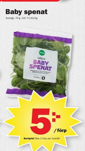 Pekås Baby spenat erbjuda