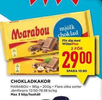 Willys Chokladkakor erbjuda