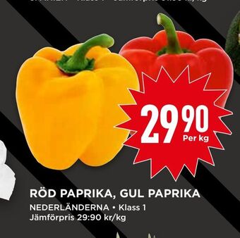 Willys Röd paprika, gul paprika erbjuda