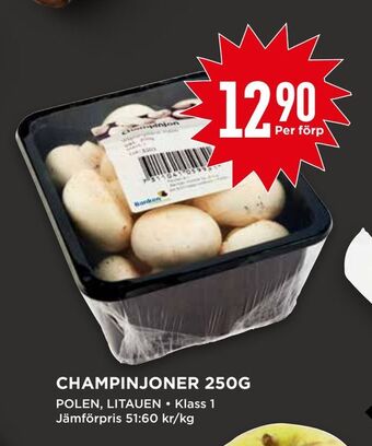 Willys Champinjoner 250g erbjuda