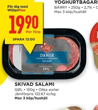Willys Hemma Skivad salami erbjuda