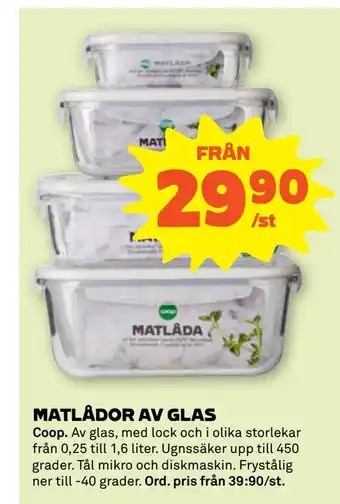 Stora Coop Matlådor av glas erbjuda