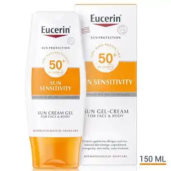 Apotek Hjärtat Eucerin sun sensitivity cream gel face & body spf50 150 ml erbjuda