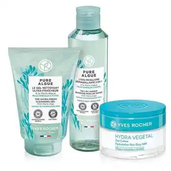 Yves Rocher Set - hydra végétal normal/combination & face cleansing (rengöringsgel, micellärvatten, dag & nattkräm) erbjuda