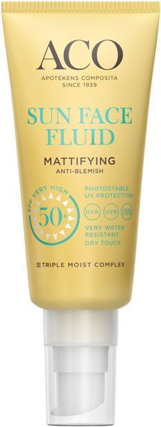 Apotek Hjärtat Aco sun face fluid mattifying spf50+ 40ml erbjuda