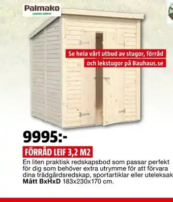 Bauhaus Förråd Leif 3.2 M2 erbjuda