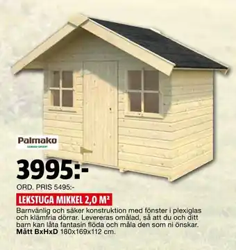 Bauhaus Lekstuga mikkel 2,0 m2 erbjuda