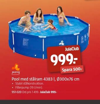 Jula Pool med stålram 4383 l, Ø300x76 cm erbjuda