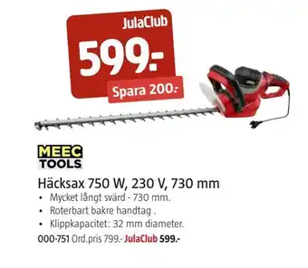 Jula Häcksax 750 W, 230 V, 730 mm erbjuda