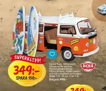 Leklust Dickie Toys Volkswagen folkabuss för surfare erbjuda