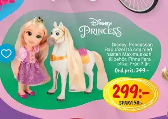 Leklust Disney. Prinsessan Rapunzel (15 cm) med hästen Maximus och. tillbehör erbjuda