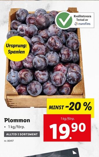 Lidl Plommon erbjuda