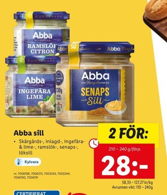 Lidl Abba sill erbjuda