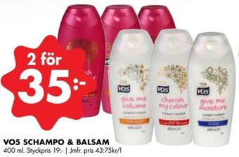 ÖoB VO5 schampo & balsam erbjuda