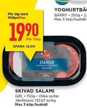Willys Skivad salami erbjuda