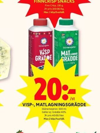 ICA Kvantum Skånemejerier vispgrädde erbjuda