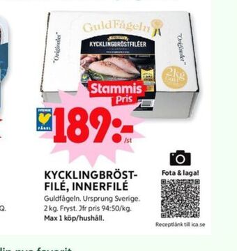 ICA Kvantum Guldfågeln kycklingbröstfilé erbjuda