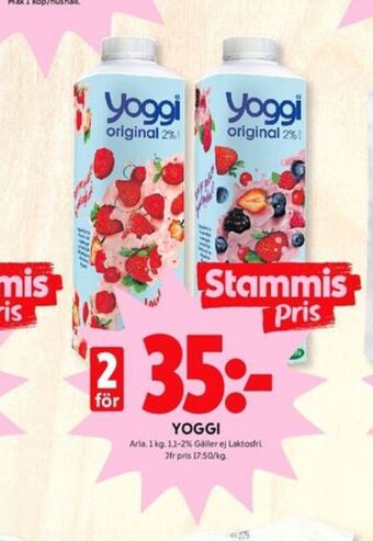 ICA Kvantum Yoggi yoghurt erbjuda