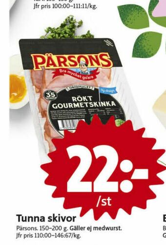 ICA Nära Pärsons Skinka erbjuda
