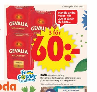 ICA Supermarket Gevalia Kaffe malet erbjuda