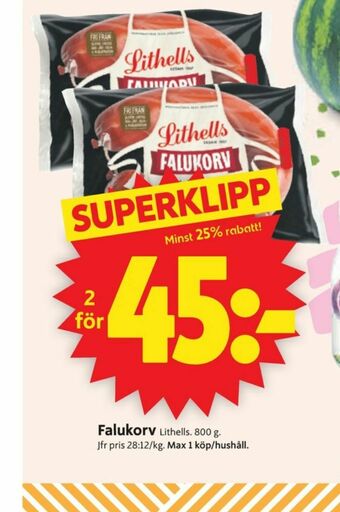 ICA Supermarket Lithells Falukorv erbjuda