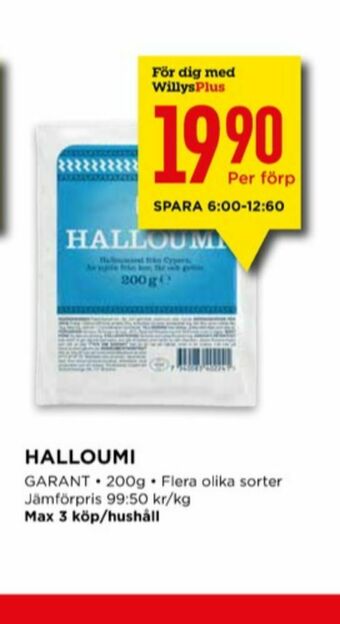 Willys Garant Halloumi erbjuda