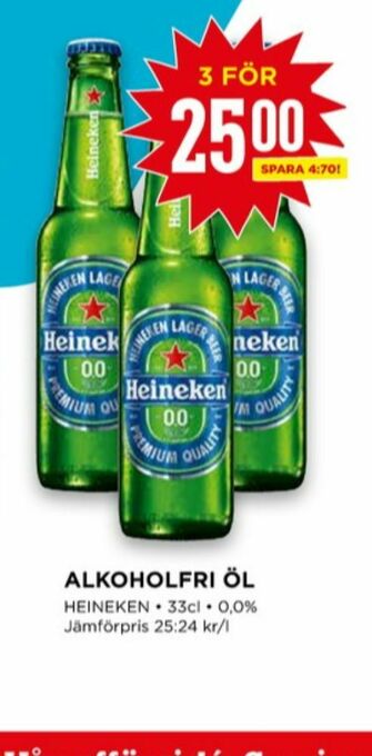 Willys Heineken 0.0 Öl erbjuda