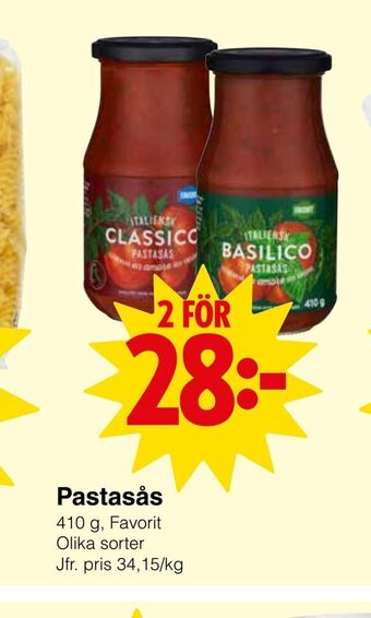 Matöppet Pastasås erbjuda