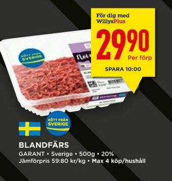 Willys Garant Blandfärs erbjuda