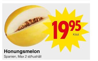 Matöppet Honungsmelon erbjuda