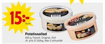 Matöppet Potatissallad erbjuda