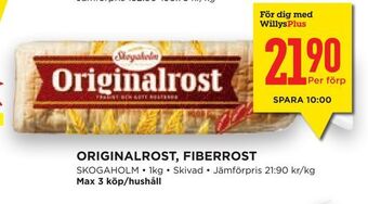 Willys Hemma Originalrost, fiberrost erbjuda